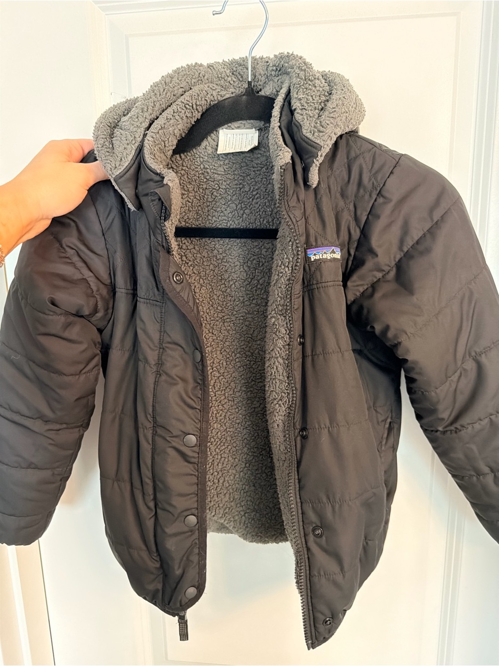 Patagonia Kids Gray Sherpa-Lined Puffer Jacket